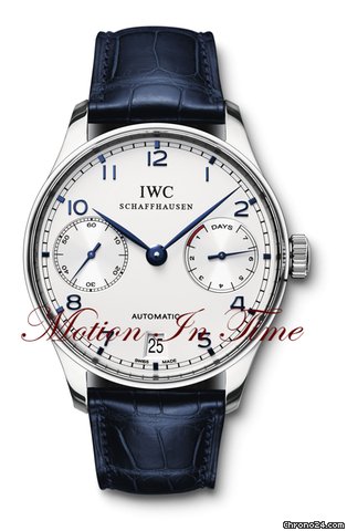 IWC PORTUGUESE 7-DAY POWER RESERVE AUTOMATIC SILVER WITH BLUE
