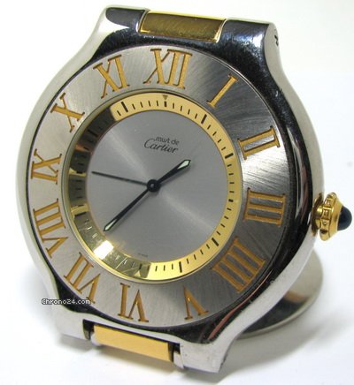 Cartier Must 21 EDELSTAHL/Gold Quartz Reisewecker
