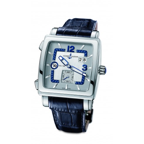 Ulysse Nardin Quadrato Dual Time Steel Blue Men's Watch 243-92-601