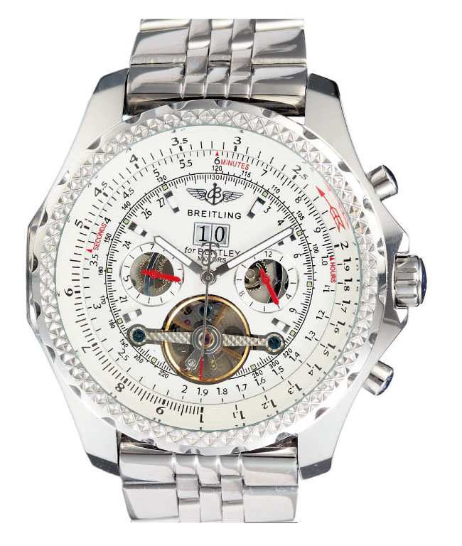 Breitling Bentley Motors Mulliner Tourbillon L18841 Stainless Steel Case White Dial Watch