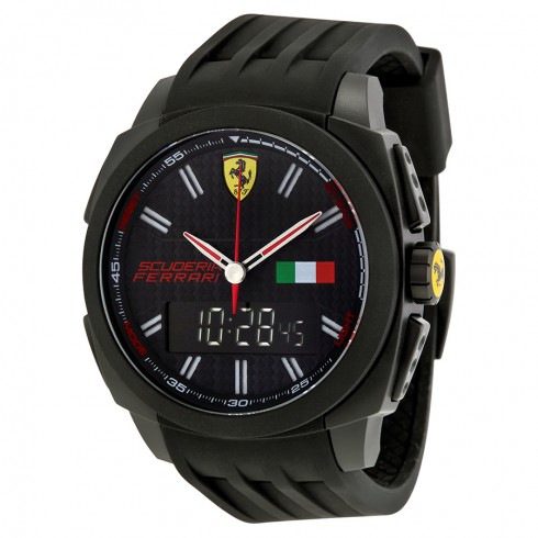 Ferrari Aerodinamico Black Dial Black Rubber Men's Watch 830123