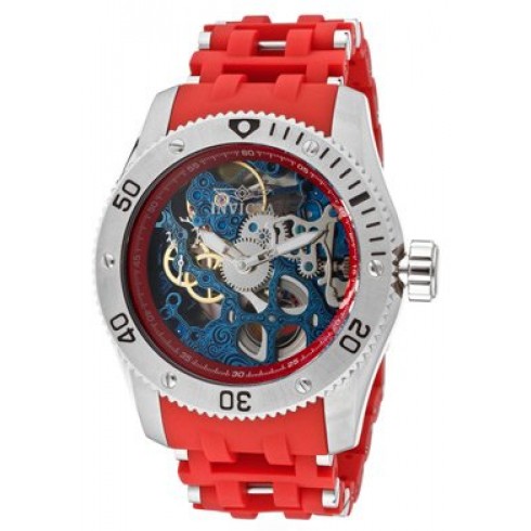 Invicta Sea Spider Blue Skeleton Dial Red Rubber Men's Watch 10346