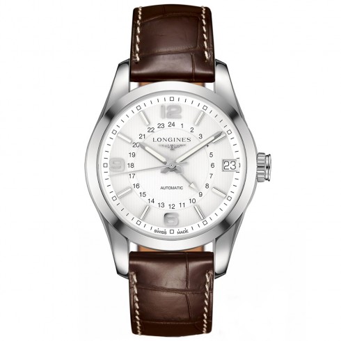 Longines Conquest Classic White Dial Brown Alligator Leather Men's Watch L2.799.4.76.3