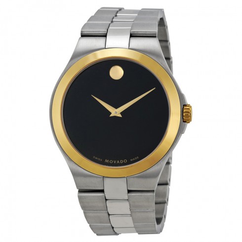 Movado Black Dial Two-Tone Stainless Steel Men's Watch 0606557