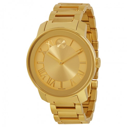 Movado Bold Champagne Dial Yellow Gold IP Steel Unisex Watch 3600197
