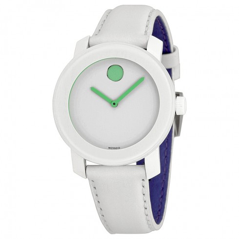 Movado Bold White Dial White Leather Strap Unisex Watch 3600154