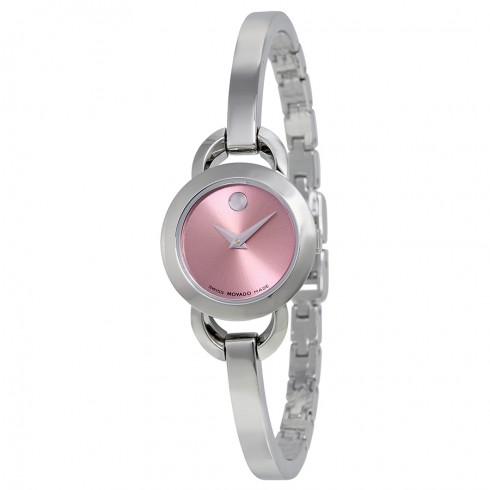 Movado Rondiro Pink Dial Stainless Steel Bangle Ladies Watch 0606797
