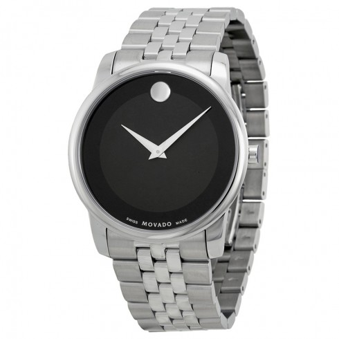 Movado Stainless Steel Black Museum Dial Men's Watch 0606504