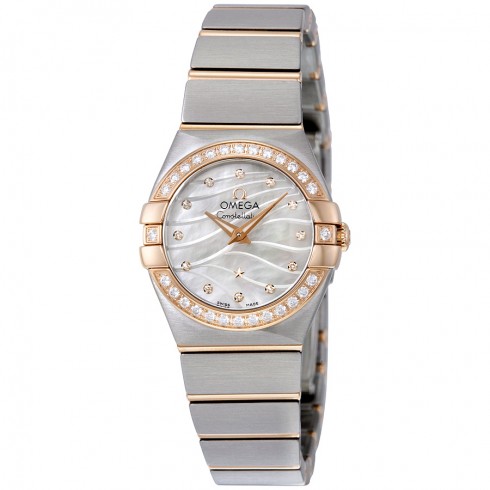 Omega Constellation Mother of Pearl Diamond Dial Steel and 18kt Rose Gold Ladies Watch 12325246055012