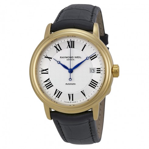 Raymond Weil Maestro Silver Dial Black Leather Men's Watch 2837-PC-00659