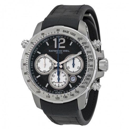 Raymond Weil Nabucco Black Dial Titanium Stainless Steel Rubber Men's Watch 7700-TIR-05207