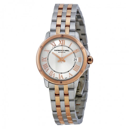 Raymond Weil Tango Silver Dial Steel and Rose Gold PVD Ladies Watch 5391-SB5-00658