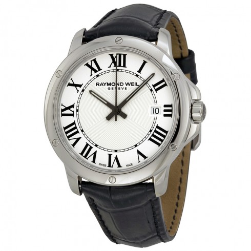Raymond Weil Tango White Black Leather Men's Watch 5591-L1-00300
