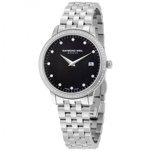 Raymond Weil Tocatta Black Dial Stainless Steel Ladies Watch 5388-STS-20081