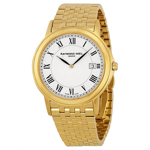 Raymond Weil Tradition White Dial Yellow Gold PVD Stainless Steel Men's Watch 5466-P-00300