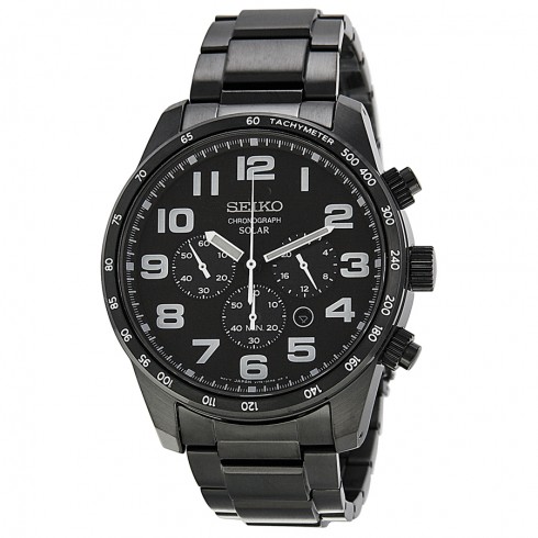 Seiko Chronograph Black Dial Black Ion-plated Stainless Steel Men's Watch SSC231