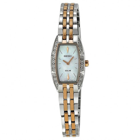 Seiko Solar White Dial Two-Tone Stainless Steel Ladies Watch SUP154