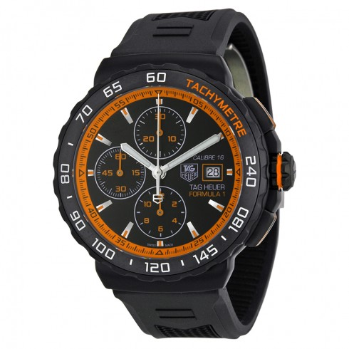 Tag Heuer Formula 1 Black Dial Black Rubber Chronograph Men's Watch CAU2012.FT6038