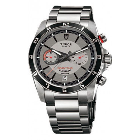 Tudor Grantour Silver Dial Flyback Chronograph Steel Men's Watch 20550N-SVSS