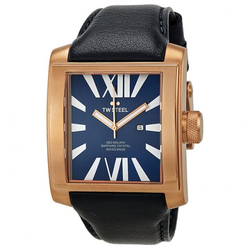 TW Steel CEO Goliath Blue Dial Dark Blue Leather Unisex Watch CE3018