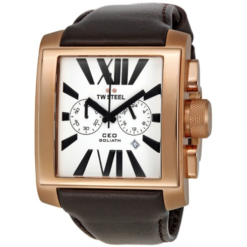 TW Steel CEO Goliath White Dial Chronograph Gold-plated 42mm Men's Watch CE3009