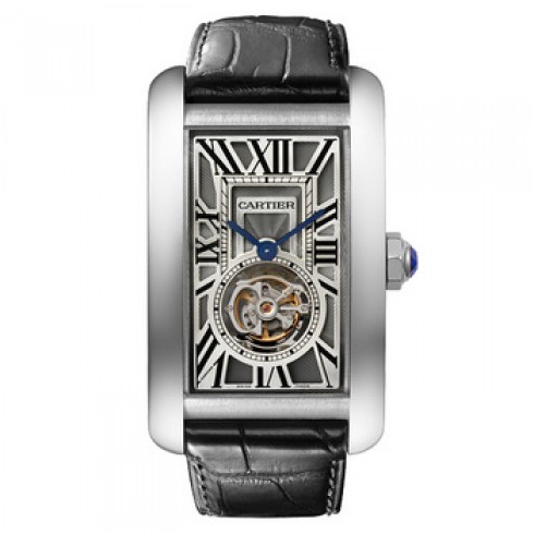 Cartier Tank Americaine Flying Tourbillion Grey Dial Men's Watch W2620007