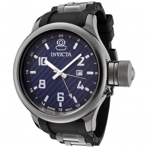 Invicta Russian Diver Blue Dial Black Polyurethane Men's Watch 0059 watches