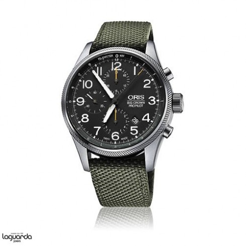 Oris Big Crown Pro Pilot Automatic Chronograph Black Dial Green Nylon Men's Watch 774-7699-4134TS watches