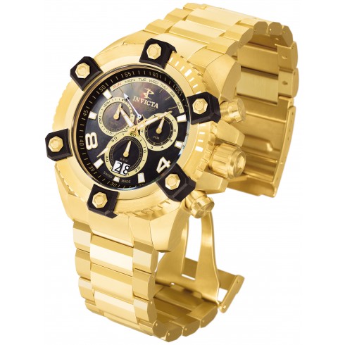 Invicta Arsenal Reserve Chronograph Black Mother of Pearl Dial Gold-plated Men's Watch 0340 watches