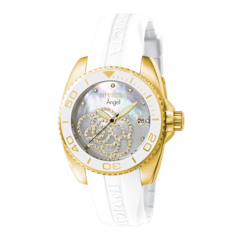 Invicta Angel Mother of Pearl Dial White Rubber Ladies Watch 0488 watches