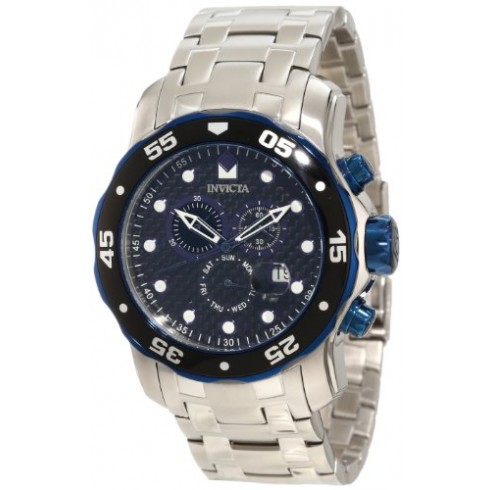 Invicta Pro Diver Scuba Chronograph Black Carbon Fiber Dial Stainless Steel Men's Watch 10381 watches