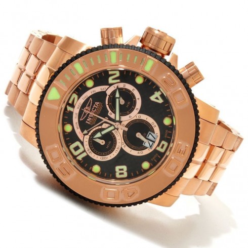 Invicta Sea Hunter Chronograph Black Dial Gold-tone PVD Men's Watch 10764 watches