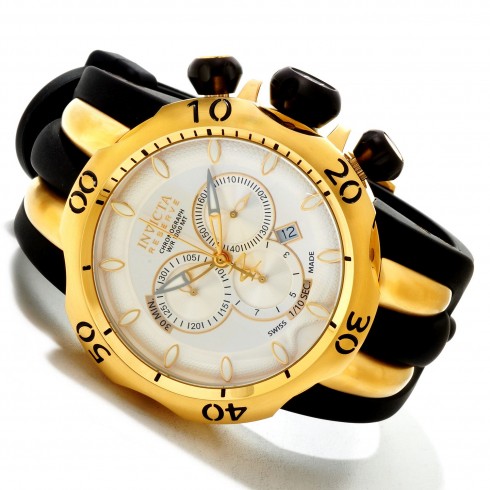 Invicta Venom Chronograph White Dial Gold Ion-Plated Black Polyurethane Men's Watch 10834 watches
