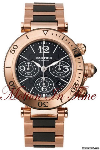 Replica Cartier PASHA SEATIMER CHRONOGRAPH ROSE GOLD & BLACK RUBBER LIMITED Watch