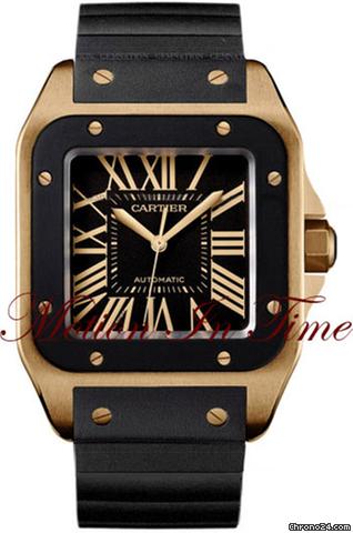Cartier SANTOS 100 XL - ROSE GOLD & BLACK RUBBER NEW RELEASE watches