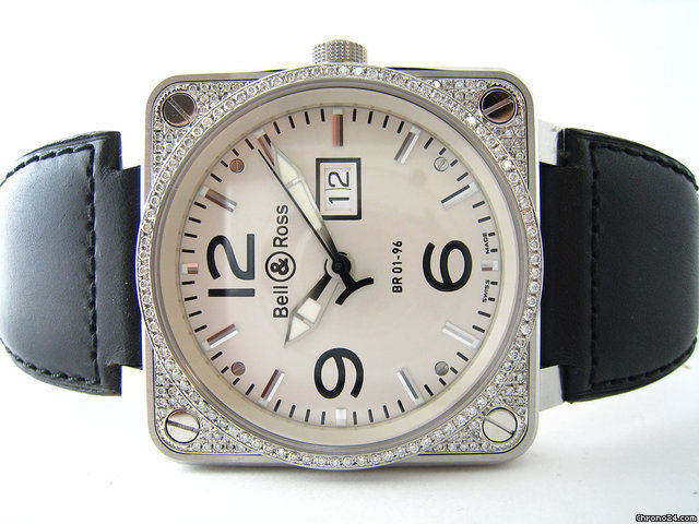 Bell & Ross BR01-96 BIG DATE DIAMOND TOP - STAINLESS STEEL ON STRAP-46mm watches