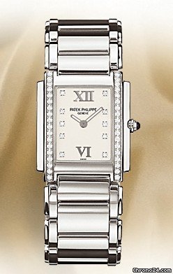 Patek Philippe 4910/10A LADIES' TWENTY-4 STAINLESS STEEL WHITE DIAMOND DIAL watches