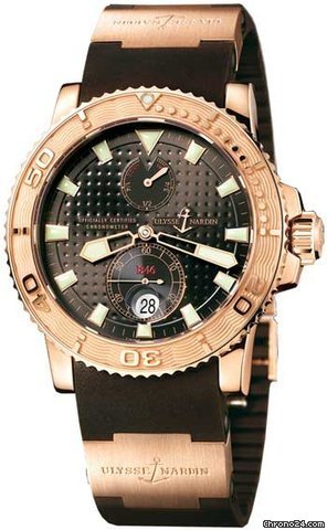 Ulysse Nardin MAXI MARINE DIVER CHRONOMETER - ROSE GOLD ON RUBBER 43mm NEW watches