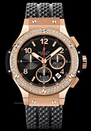 Hublot BIG BANG ROSE GOLD DIAMOND BEZEL ON BLACK RUBBER STRAP - NEW watches