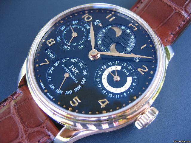 IWC PERPETUAL CALENDAR PINK GOLD BLACK DIAL PORTUGIESER PERPETUAL CALENDAR ROTGOLD watches
