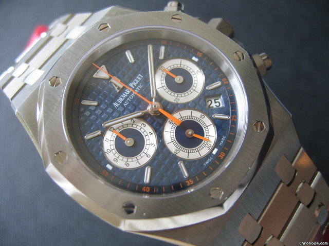 Audemars Piguet CHRONOGRAPH STAHL STAHL BLAUES BLATT ROYAL OAK CHRONOGRAPH BLAU ORANGE ZEIGER watches