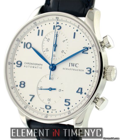 IWC Portuguese Chrono Silver Dial Blue Numerals watches
