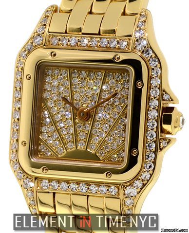 Cartier Panthere Ladies 18kt SunBurst Diamond Dial And Diamond Case watches