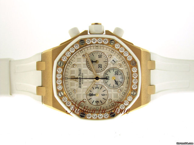 Audemars Piguet LADY OFFSHORE "ICE CREAM" ROSE GOLD DIAMOND - WHITE RUBBER watches