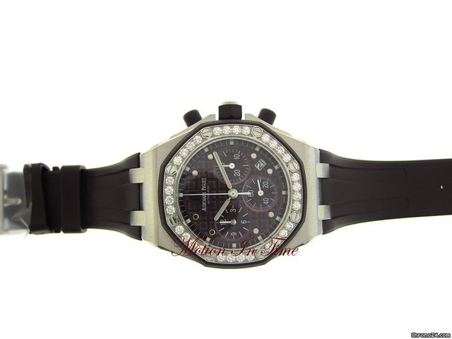 Replica Audemars Piguet LADY OFFSHORE "PLUM" STAINLESS STEEL DIAMOND ON RUBBER - NEW Watch
