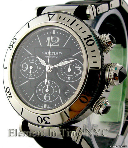 Cartier Pasha Seatimer Chronograph Stainless Steel Black Dial watches