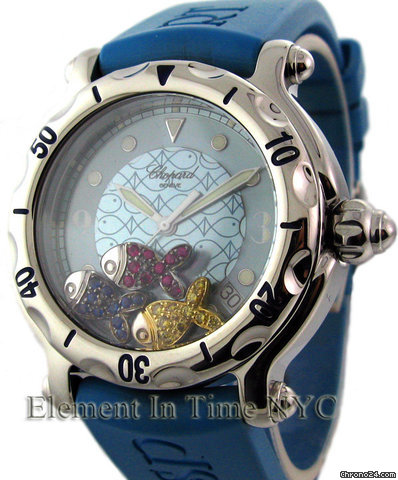 Chopard Happy Beach Stainless Steel Blue Strap Blue Dial 3 Fishes watches