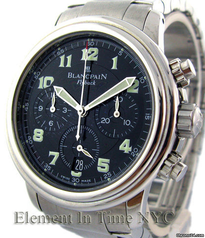 Replica Blancpain Leman Flyback Chronograph Steel Bracelet Black Dial Watch