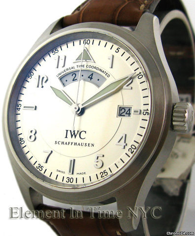 IWC Pilot UTC Stainless Steel On Strap SIlver Spitfire Dial watches