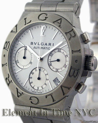 Bulgari Diagono Chronograph Stainless Steel On Bracelet White Dial watches